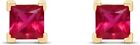 3mm Princess Cut Stud Earrings Simulated Birthstone 14K Yellow Gold Plated
