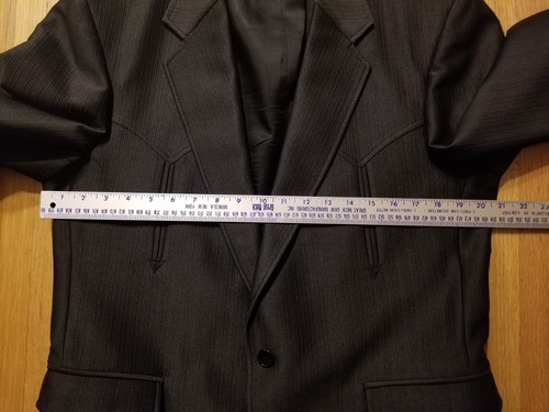 CIRCLE S Mens 42R Black Western 2 Pc Suit Coat & 33 X 29.75" Pants Polyester USA - Picture 13 of 23