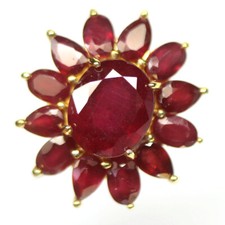 Gemstone Red Ruby Jewelry Ring 925 Silver 18K Gold Plated Size 7.75