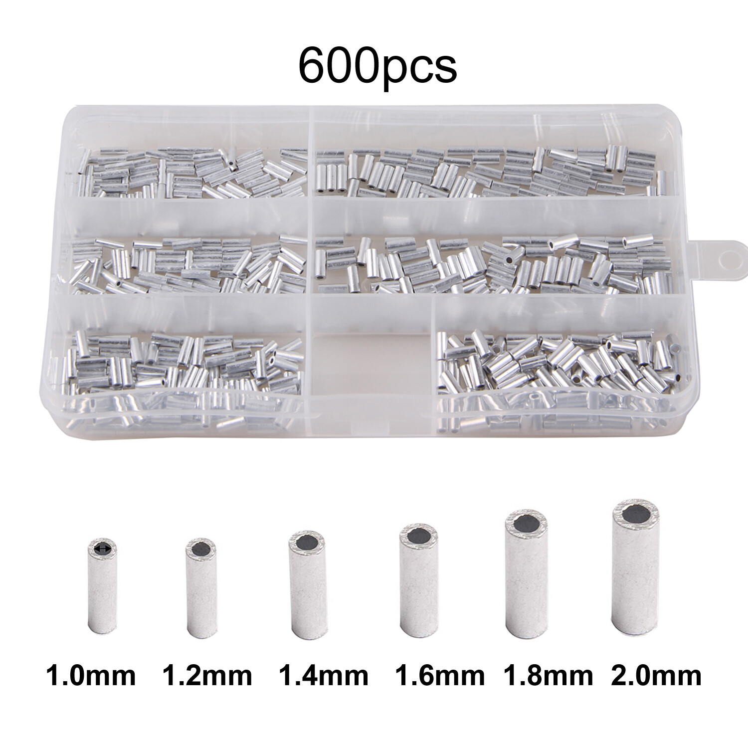 Aluminium Single Barrel Crimp Sleeves Wire Tube Tackle Connector 1.0mm