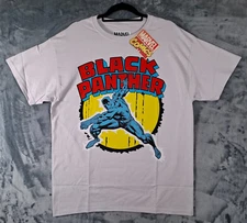 Men's Black Panther T-Shirt Size Large - Grey Official Marvel Comics Tee - New