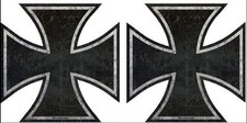 Prosticker 761.2.5 Two 2.5 Decals Rat Rod Iron Cross Distressed Parts