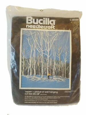 Vintage Bucilla Needlepoint Kit Wall Hanging 'ASPEN'' Sealed 48559 