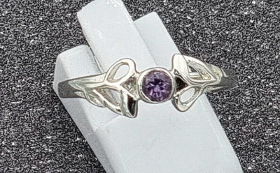 massiv Sterling Silber 925 Ring mit echtem 4 mm Amethyst Silber oder vergoldet - Bild 1 von 4