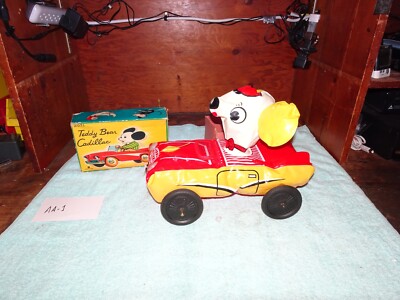 Rare Bandia Made In Japan Blow Up Car Bear GIRL BEAR CADILLAC Rare