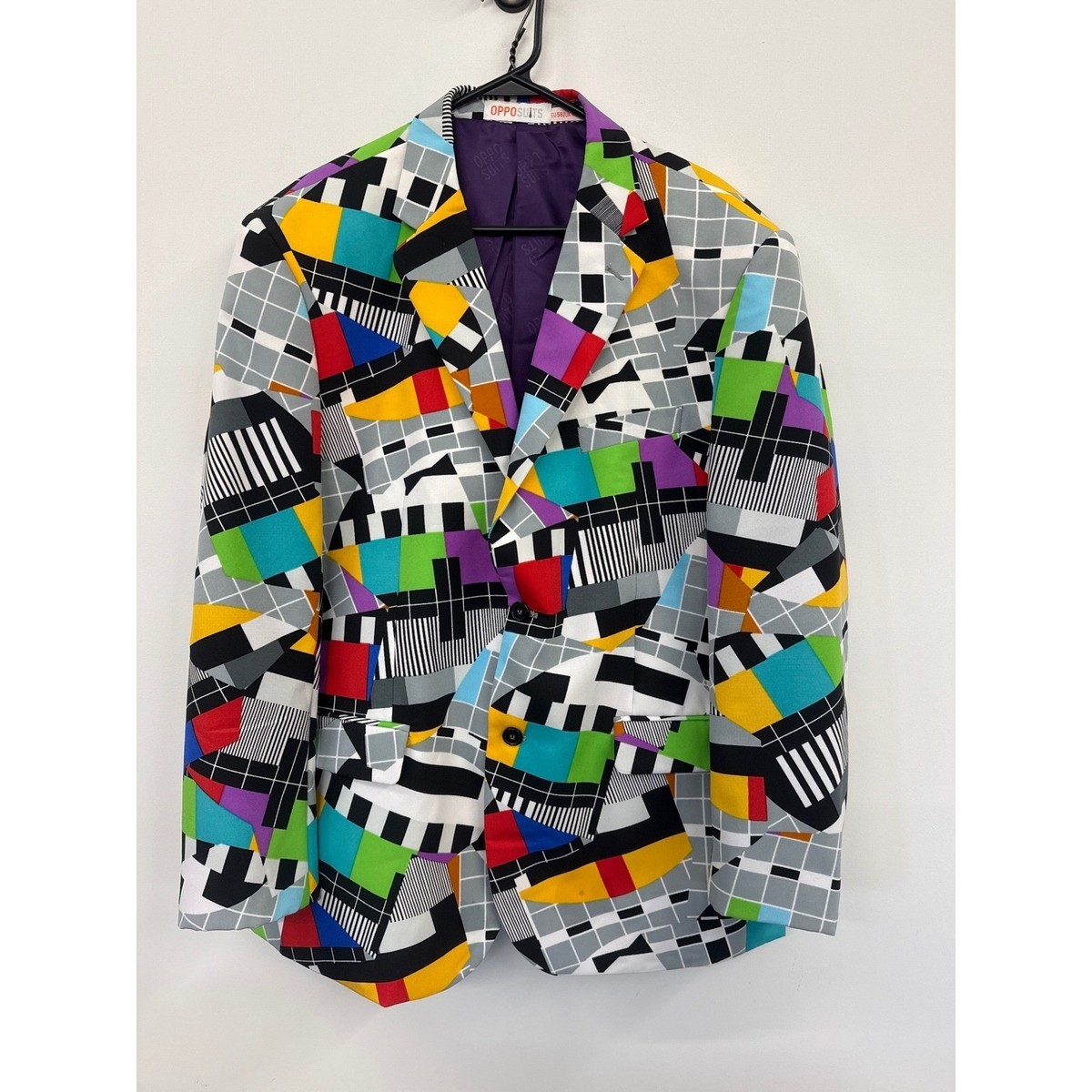 OppoSuits Mens Testival TV Test Pattern Blazer Jacket Multi Color 