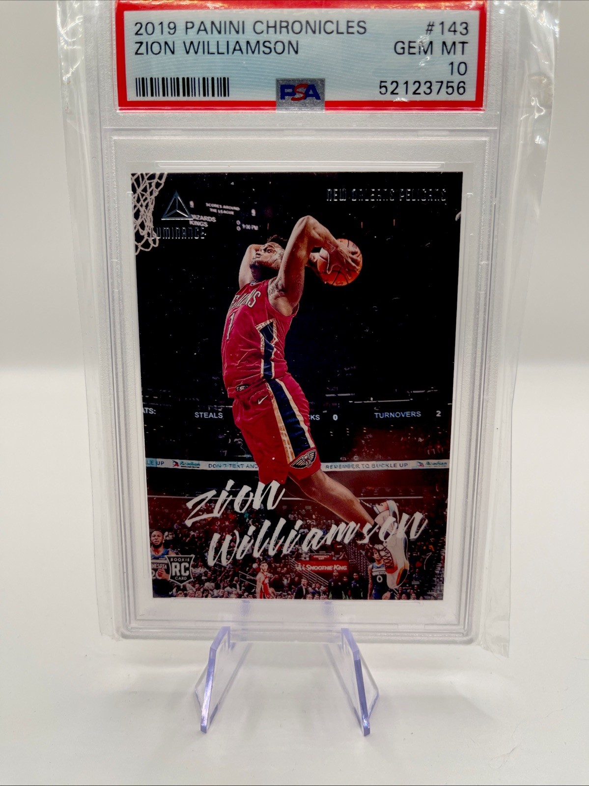 2019 PANINI CHRONICLES #143 ZION WILLIAMSON RC LUMINANCE ROOKIE PSA 10