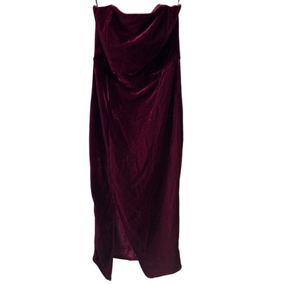 Lulus Burgundy Velvet Strapless Bodycon Mini Dress Side Slit Cocktail Party Y2K