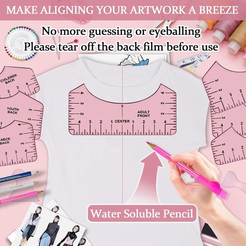 68 Pcs T Shirt Ruler Guide Set Sublimation Tool Kit with Teflon Sheet & Tape - Picture 4 of 9