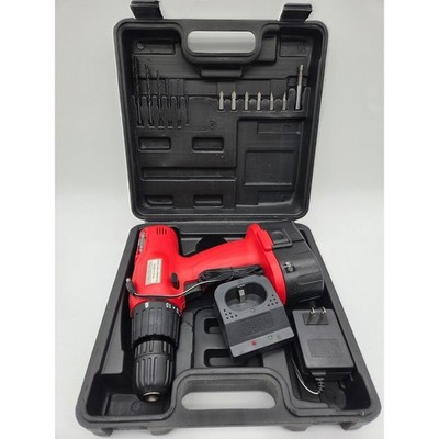 Unisex Cordless Drill Set 12V Red Good 3/8 Keyless Chuck Case Unbranded DC 12V