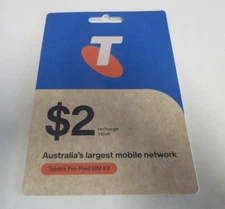 Telstra Pre-Paid Sim Kit - Mobile Phone $2 Recharge Card - Expires Sep. 2026
