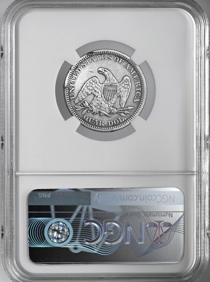 1861-P  25C SEATED LIBERTY QUARTER NGC AU DETAILS "DAMAGED" #8405236-011 - Image 4 of 4