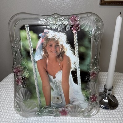 Vtg Studio Nova Japan Heavy Lucite Frame 8x10 Floral Shell Acrylic 80s NEW NOS