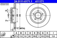 2X Bremsscheibe Hinten Ate 240111 01711 FÜR Ford