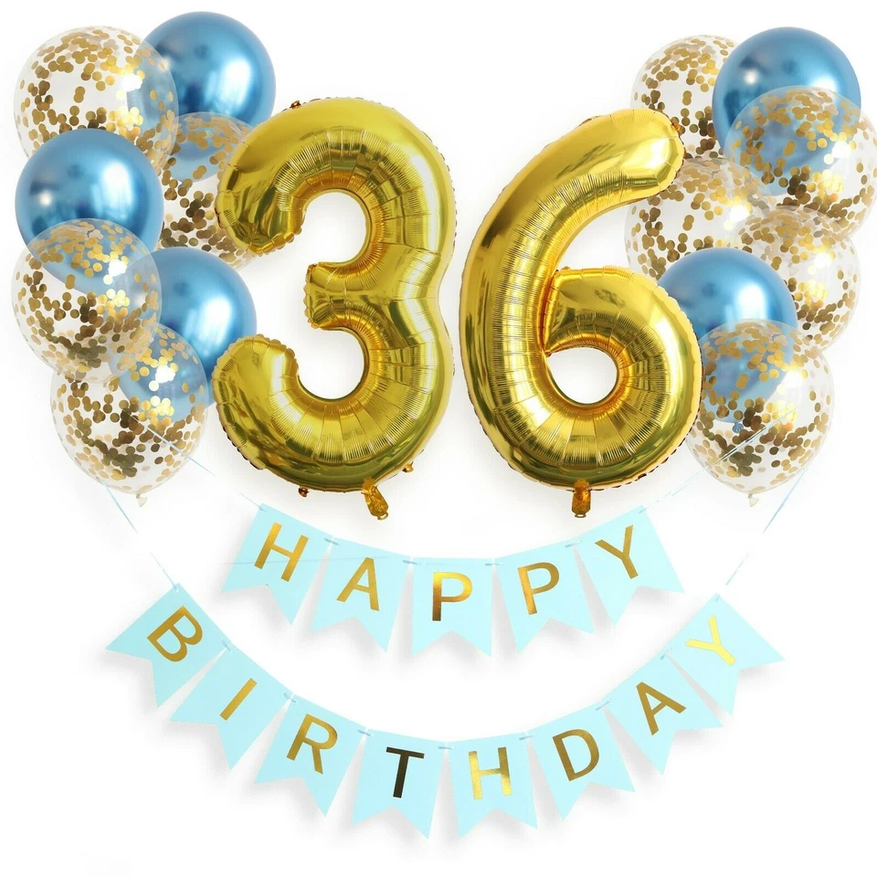XXL Geburtstags-Luftballon Set Zahl 1-100 Gold Folienballons Latex Konfetti Deko - Bild 3 von 4
