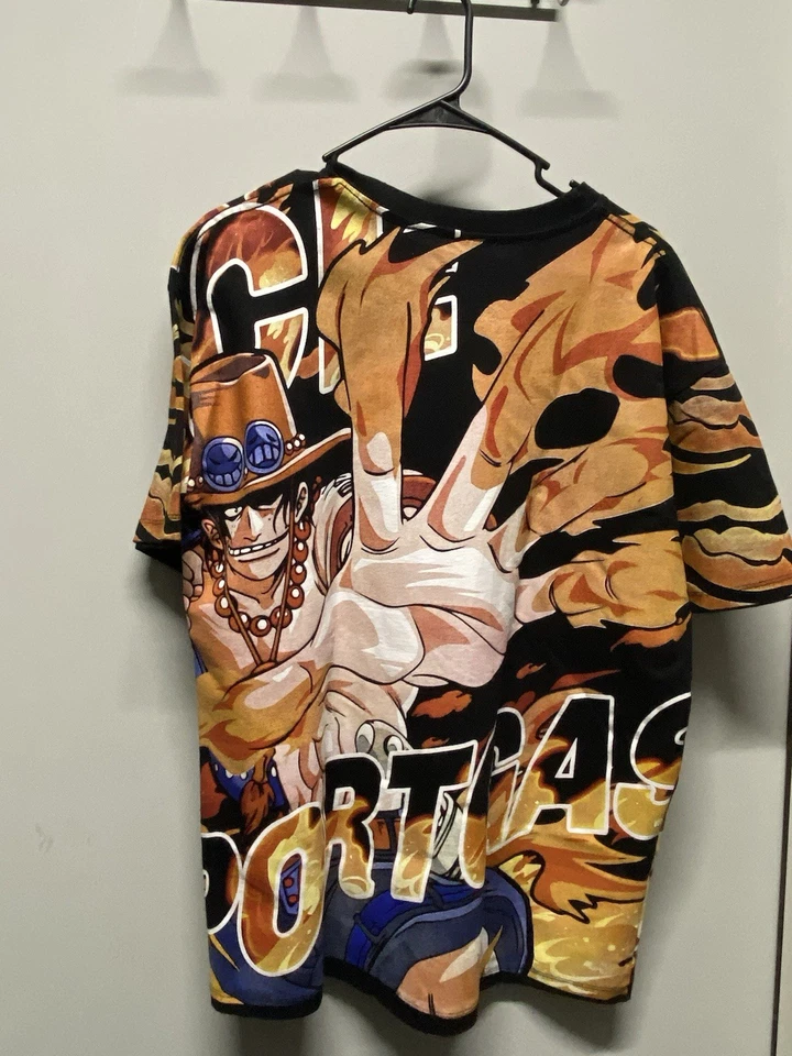 One Piece Anime All Over Print T Shirt Size XL Giant Brand AOP Luffy Portgas Ace - Image 2 of 3