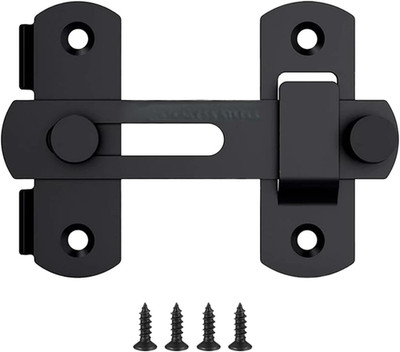 Heavy Duty Barn Door Lock 180° Flip Sliding Latch Lock Stainless Steel Matte Bla