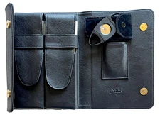 COLIBRI Large Black Soft Vinyl Cigar Travel Case / Wallet 2  Pouches with Cutter
