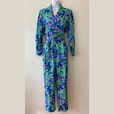 Vintage Joan Walters Long Sleeve Jumpsuit Womens 8 Floral