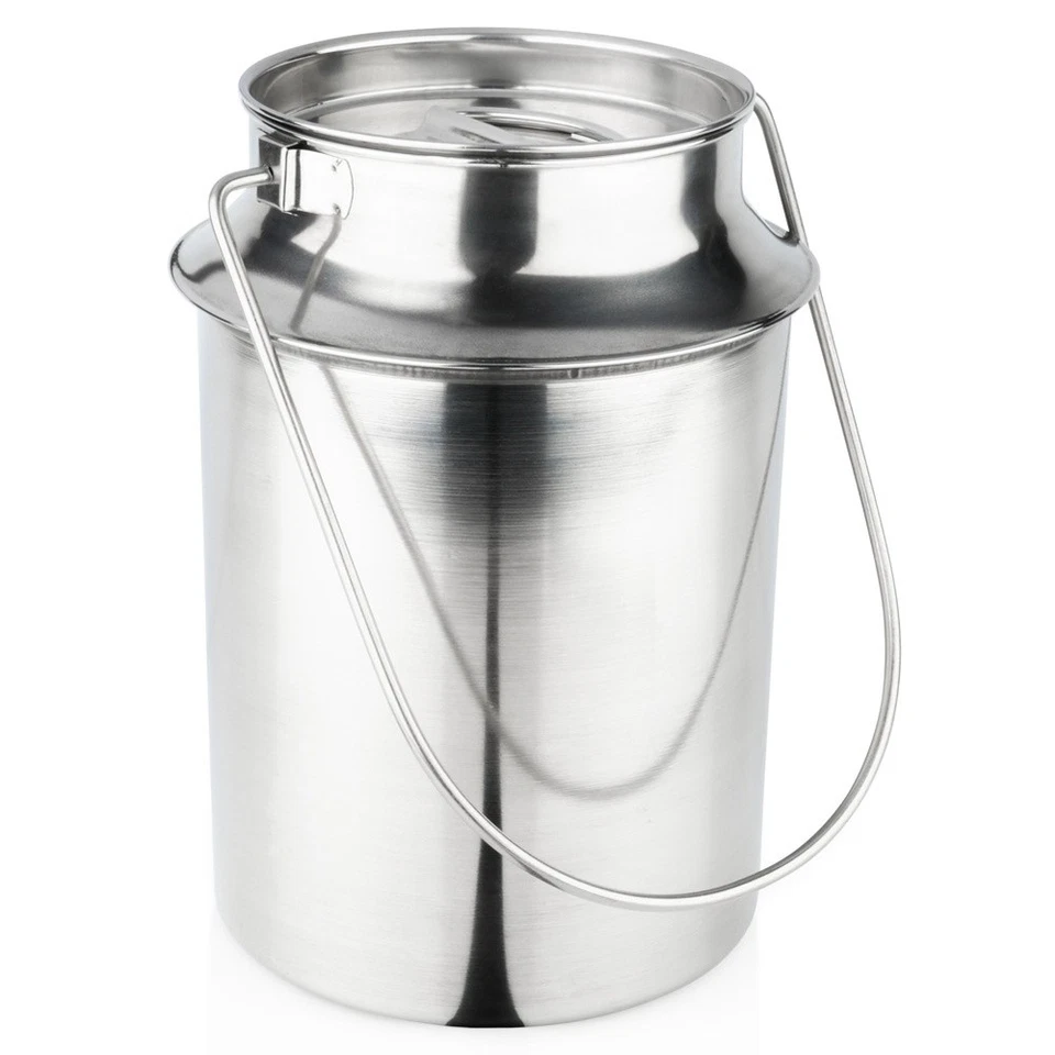 Pot Récipient Lait Transport Bidon Acier Inoxydable Inox Couvercle 7,5L Vilde - Photo 1/4