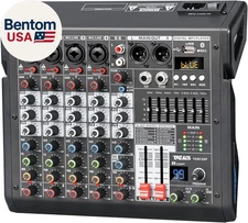 Audio Mixer, 6-Channel Professional DJ Mixer with 99-Bit DSP Effects, 7-Band EQ,