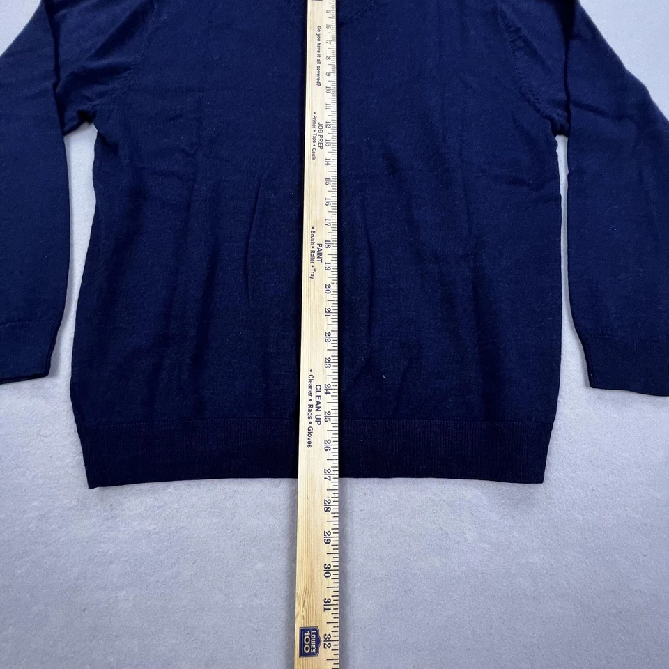 Suéter Turnbury Para Hombre Grande Azul Extra Fino Lana Merino Cuello en V Pullover Foto 4 de 4