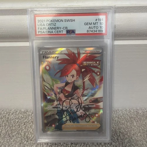 PSA Signed Lisa Ortiz Pokemon Chilling Reign Flannery 191/198 PSA 10 Auto 10