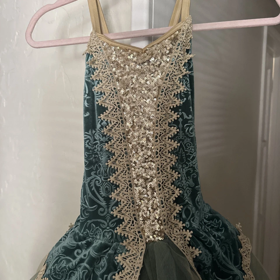 Weissman Princess Dress Up/Play Sleeveless Green/Gold Girls Size XS - Image 2 of 4