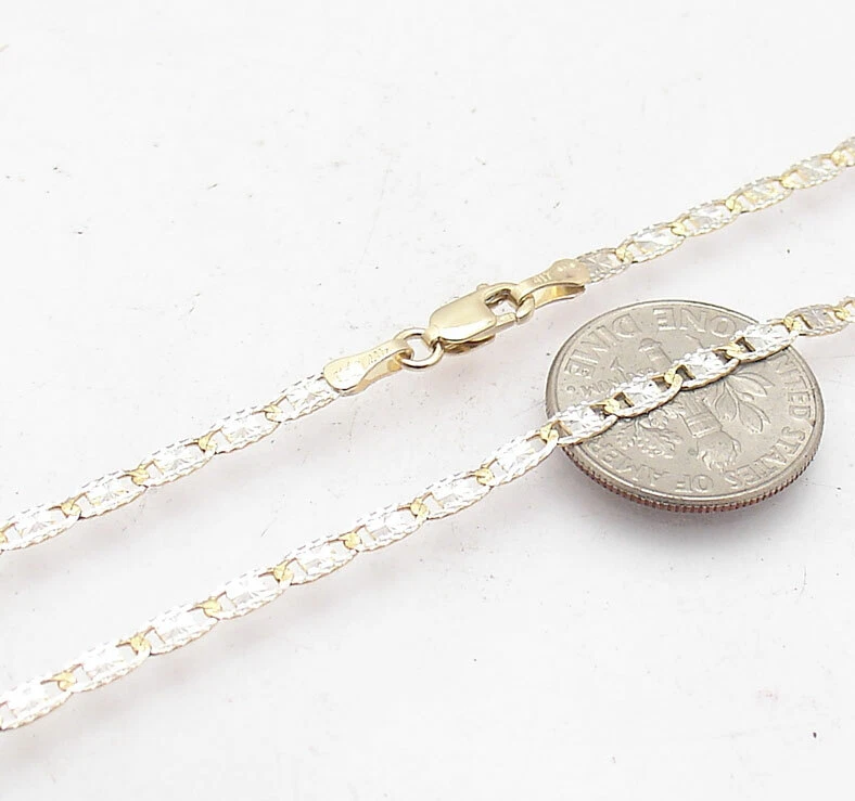 Diamond Cut Valentino Chain Ankle Bracelet Anklet Real Solid 10K Two-Tone Gold - Image 2 of 4