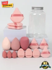 15 pcs Makeup Sponge Set with Storage Jar - Powder Puffs