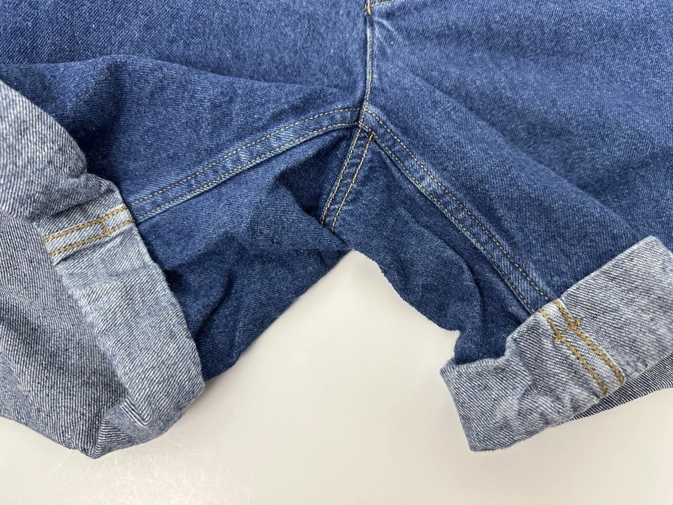 Pantalones Cortos Vaqueros Vintage Años 90 Denim Mamá 28” Cintura Alta Puños Dobladillo Lavado Oscuro  Foto 4 de 4