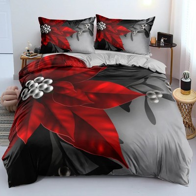 3D Floral Bedding Sets Duve Cover Pillow Case Flower Bed Linen Merry Christmas