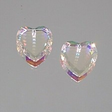 2pc Swarovski Crystal Clear AB 10mm Heart 6225 Pendants; Faceted Edge Beautiful