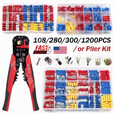 #ad 300 1200PCS Car Wire Assorted Insulated Electrical Terminal Connectors Crimp Kit $37.95