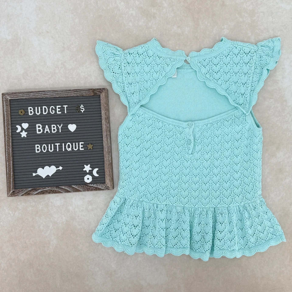 JANIE AND JACK Aqua Crochet Peplum Top Size 16 - Image 3 of 3