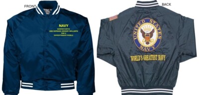 USS HERSHEL WOODY WILLIAMS ESB-4*EMBROIDERED SATIN JACKET OFFICIALLY LICENSED