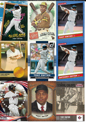 Tony Gwynn 9 Card Lot with Ginter Greats & Other Inserts NM