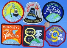 MERCURY PATCH lot of 6 vtg NASA Liberty Bell Glenn Schirra Shepard FREE SHIP