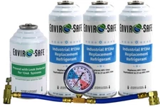 R 134a Refrigerant Replacement+R134a Leak Sealant w/UV Dye - 4 Cans+R134a Gauge