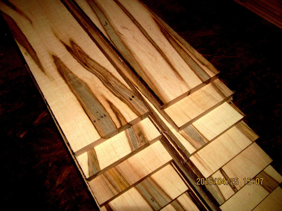 GREEN VALLEY WOOD PRODUCTS 10 STUNNING THIN KILN DRIED SANDED AMBROSIA MAPLE 12" X 3" X 3/8" LUMBER WOOD