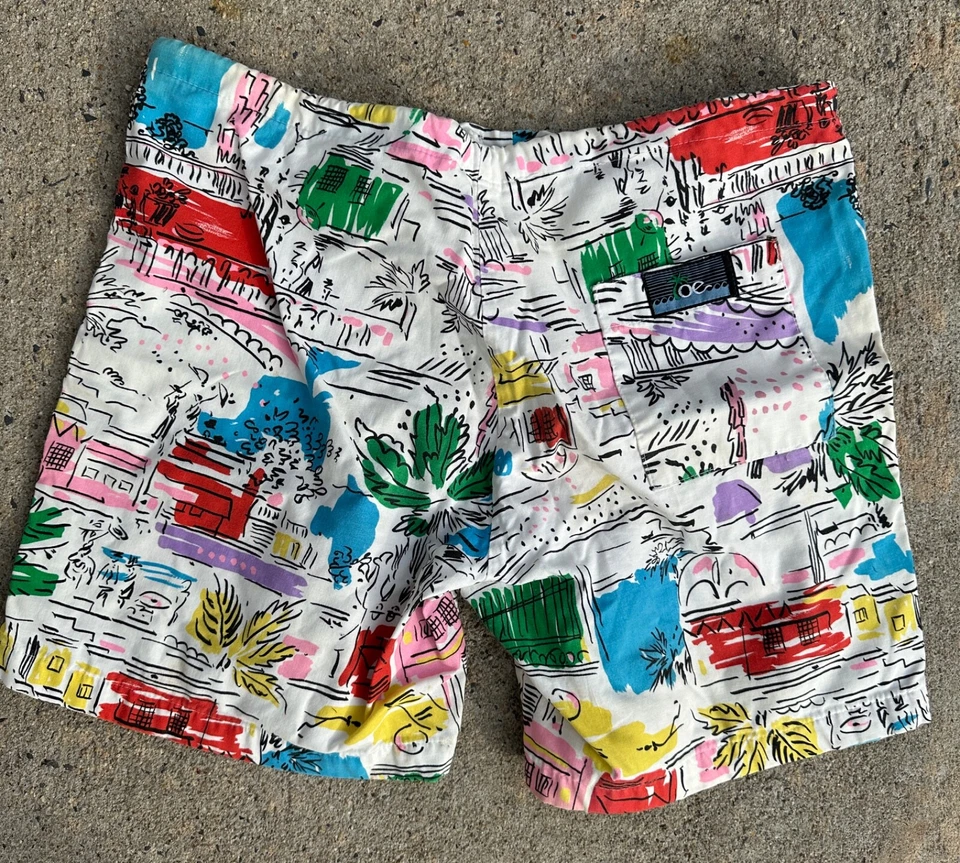 80's Vintage OE  Ocean Earth Beach Board Short Surf Swim Trunks  35" Drawstring - Image 3 of 3
