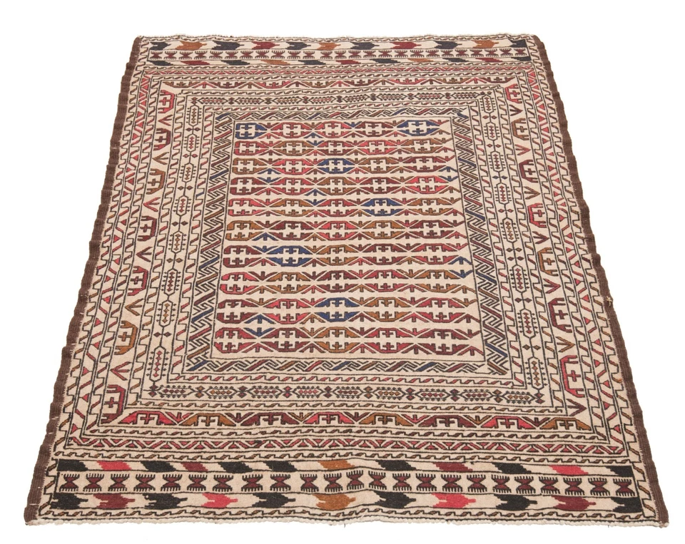 Kelim Sumach Handgewebter Orientteppich 186 x 125 cm-Nomadic,kilim,Soumak,Beige - Bild 4 von 4