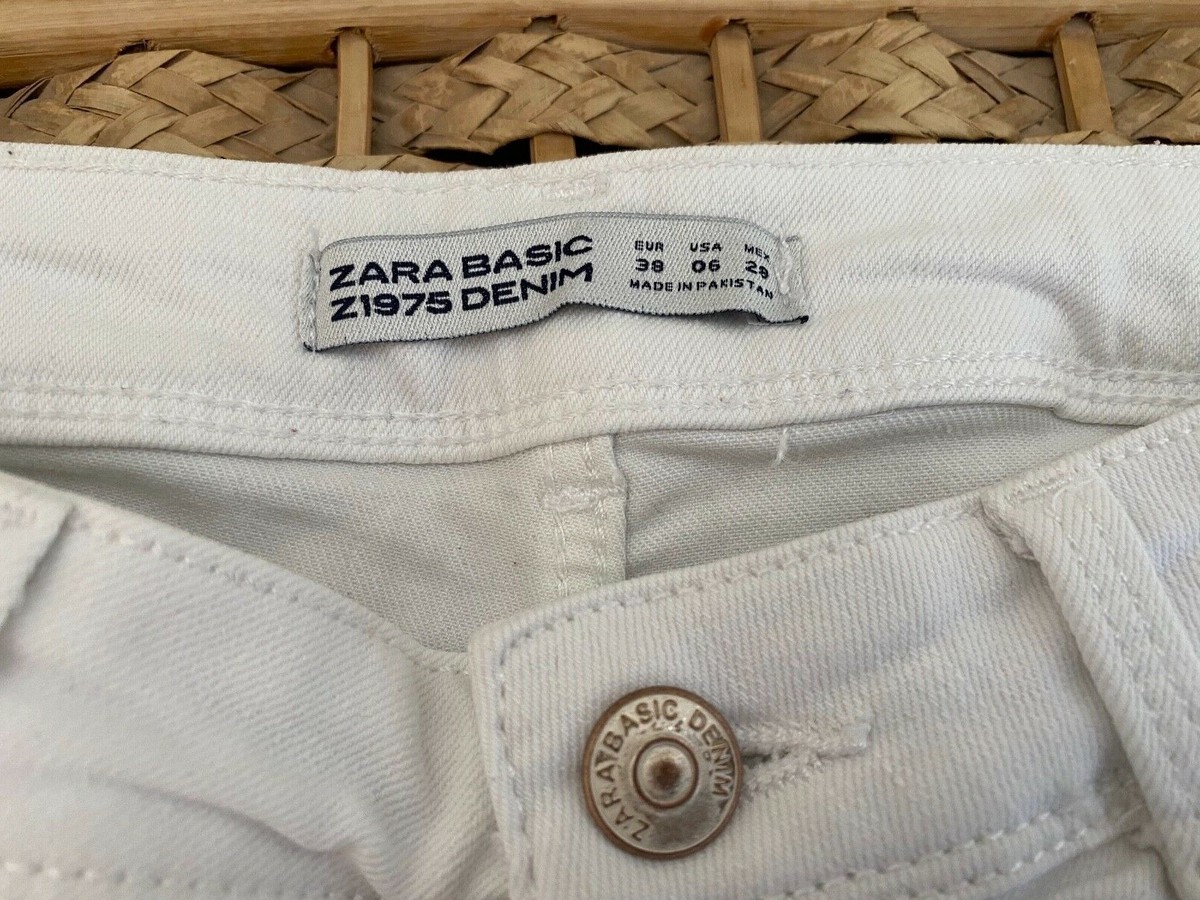 Jean Femme ZARA BASIC Z1975 DENIM Taille 38 Blanc - Neuf Sans étiquettes, 100% Coton
