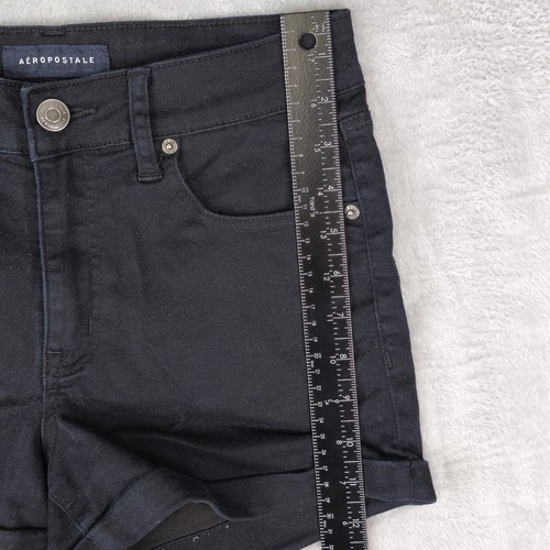 Aeropostale Shorts Womens 8 High Rise Midi Black Stretch Cuffed 28x3 - Picture 8 of 9