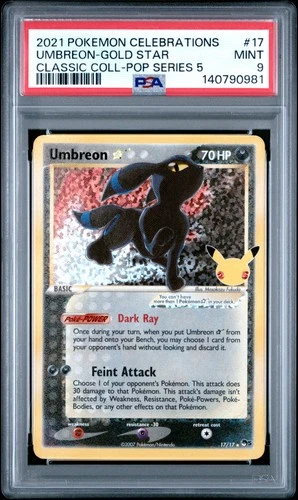 2021 POKEMON CELEBRATIONS CLASSIC COLLECTION #17 UMBREON-GOLD STAR PSA 9