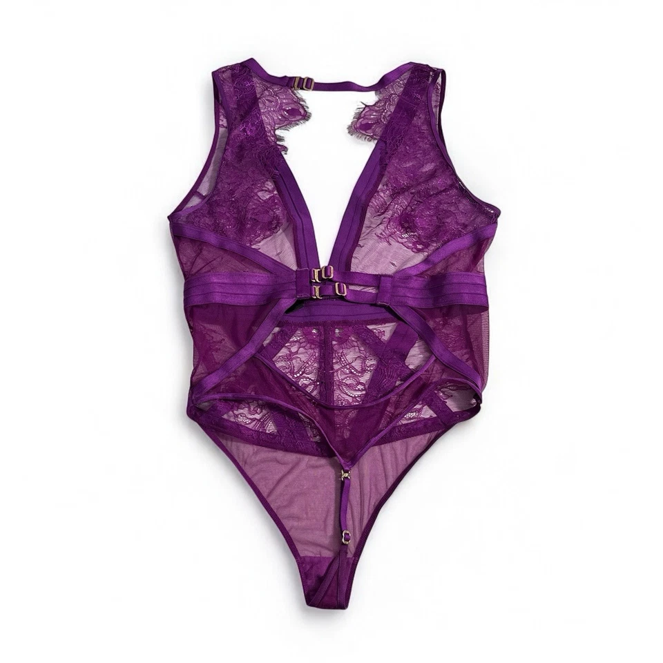 Honey Birdette Belinda Orchid Purple Bodysuit Playsuit Size Medium Thong - Image 3 of 4