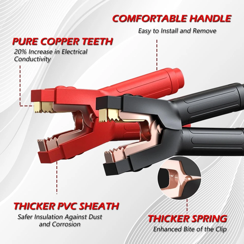 Cables de puente elevador de alta resistencia calibre 2/0 30 pies 1500 amperios con conexión rápida Plu Foto 3 de 4