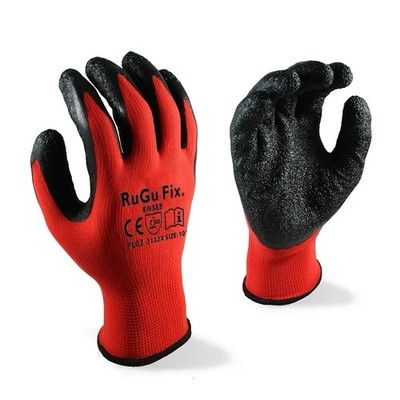 Arbeitshandschuhe RuGu Fix   12 Stück Black Grip Latex EN388 Montagehandschuhe