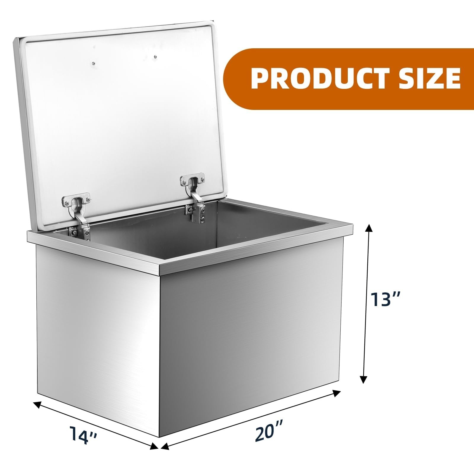 Stainless Steel Drop-in Ice Chest Ice Bin Sink Bar Ice Bucket 20" x 13" x 14"