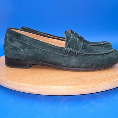 Array Forest Green Suede Penny Loafers 7M Dark Academia Preppy Slip On